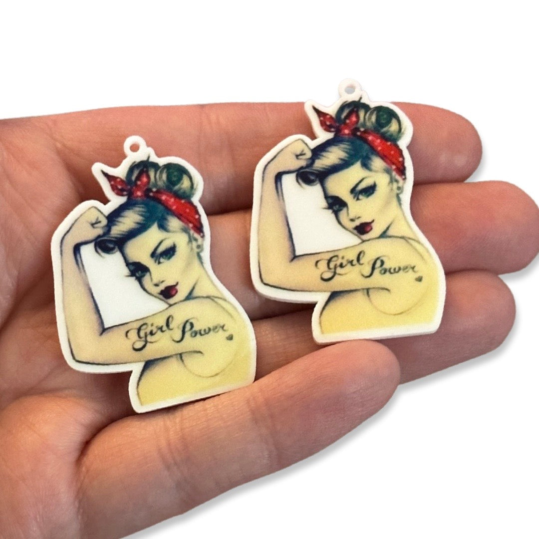 6pcs Pinup Girl Power Charms