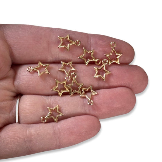 10pcs Tiny Gold cutout Star Charms