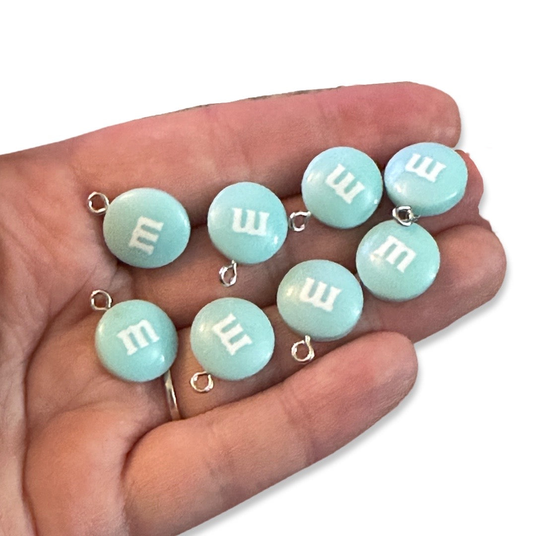 8pcs Light Blue Mms charms