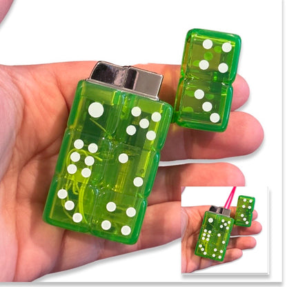 GREEN Stack of dice lighter, pink flame and lights up!