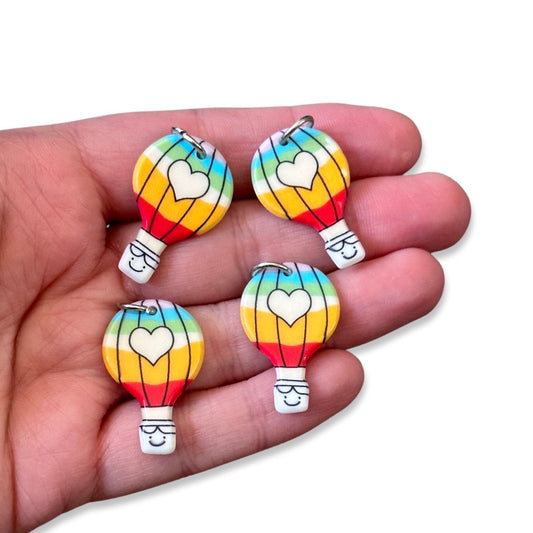 4pcs Rainbow Hot Air Balloon Charms