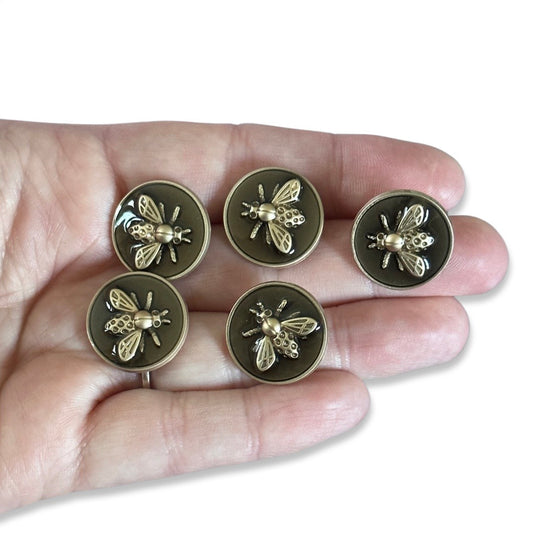 5pcs Luxury Antique Gold Bee Buttons