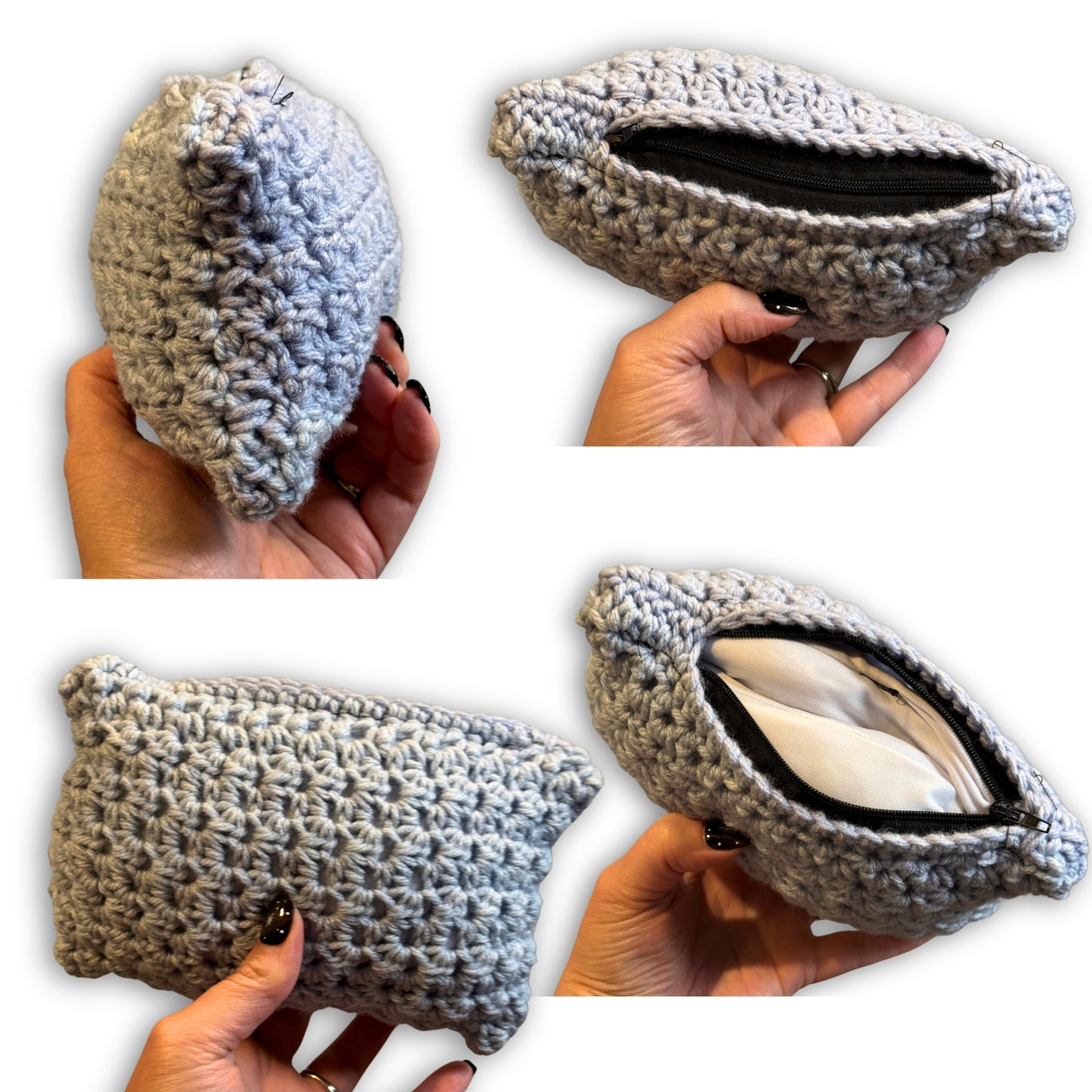 Light Blue Grey White - Padded Stash Bag