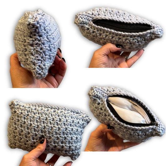 Light Blue Grey White - Padded Stash Bag