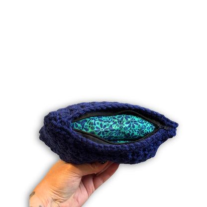 Navy Blue Floral - Padded Stash Bag