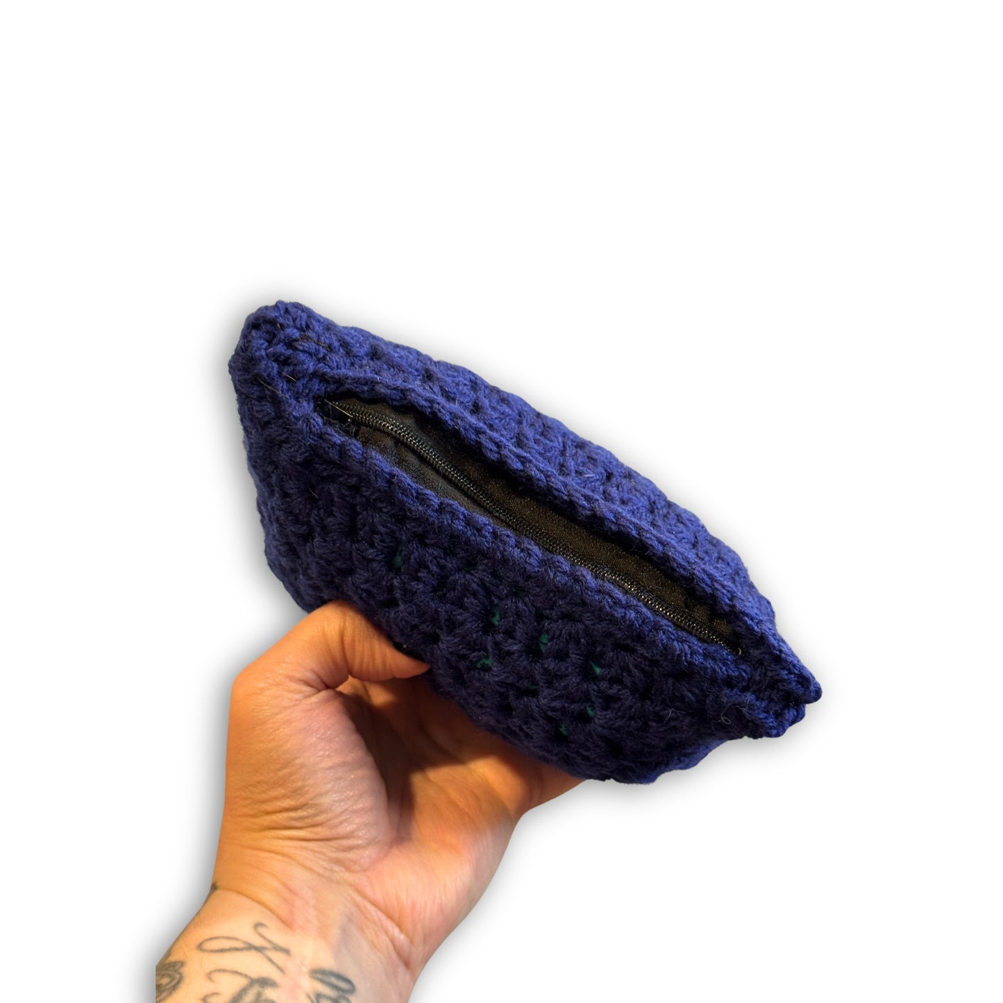 Navy Blue Floral - Padded Stash Bag