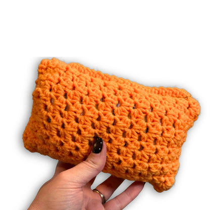 Bright Orange with Blue Green - Padded Stash Bag