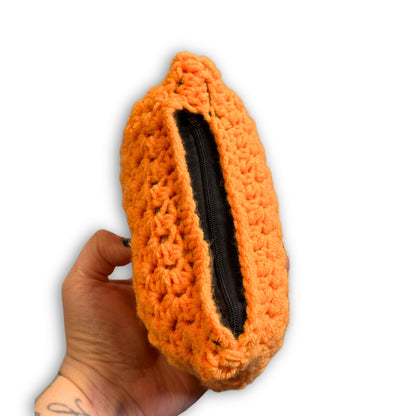 Bright Orange with Blue Green - Padded Stash Bag