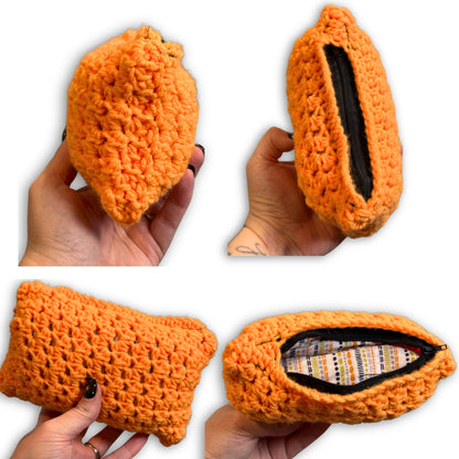 Bright Orange with Blue Green - Padded Stash Bag