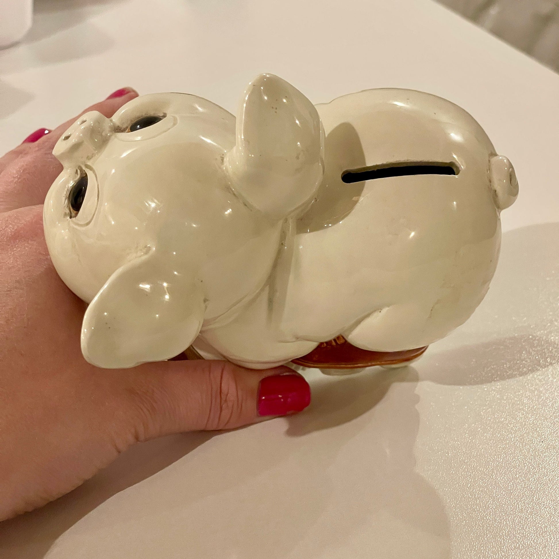 Vintage Piggy Bank - pig on skates