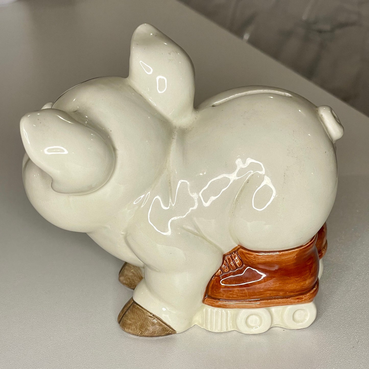 Vintage Piggy Bank - pig on skates