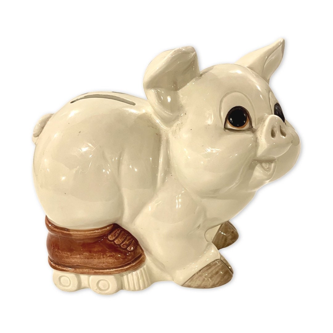 Vintage Piggy Bank - pig on skates