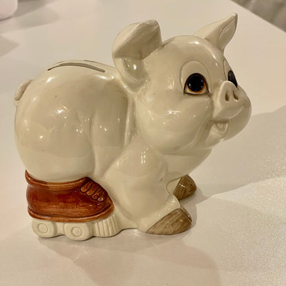 Vintage Piggy Bank - pig on skates