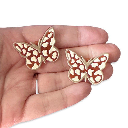 2pcs Cream Orange Butterfly charms findings