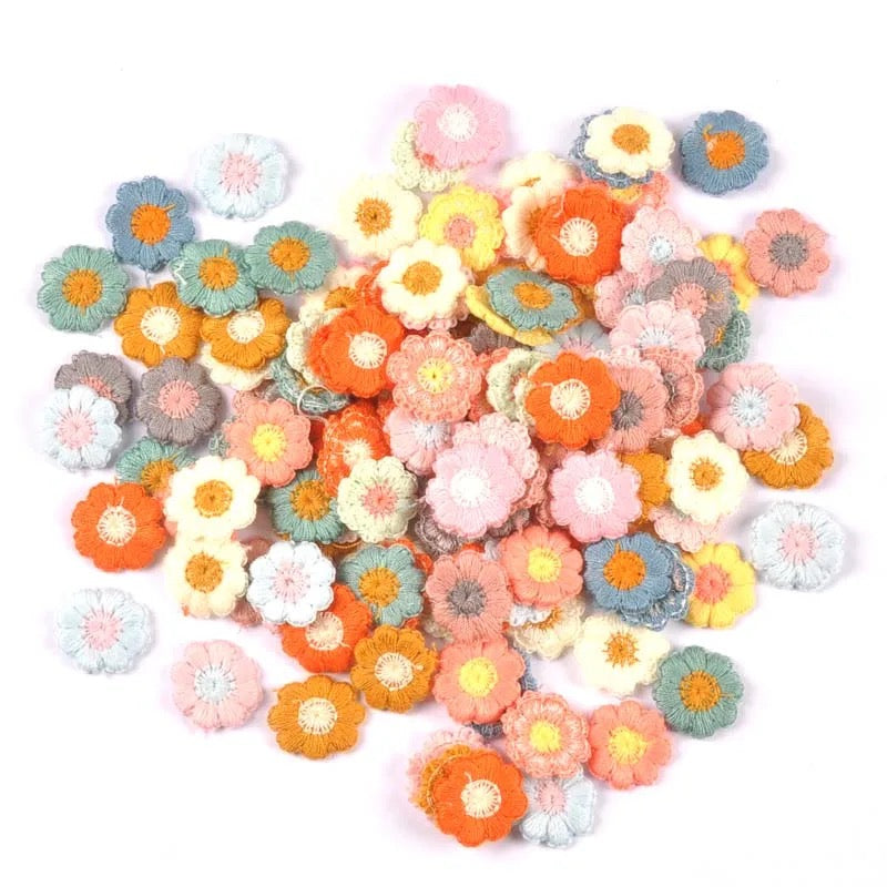 10pcs flower sew on patch set