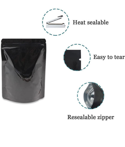 10pcs Solid Black Mylar Bags