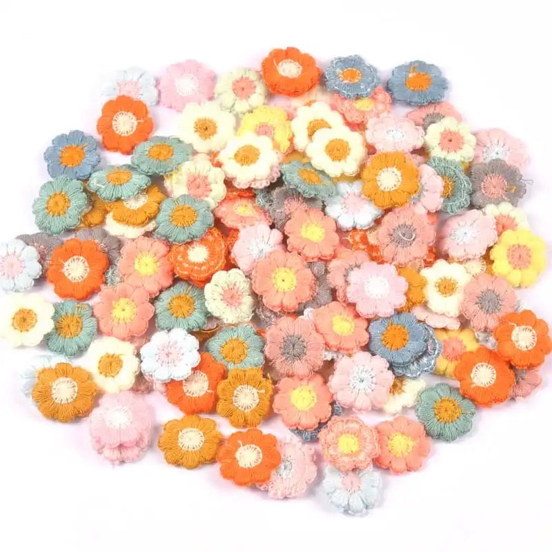 10pcs flower sew on patch set