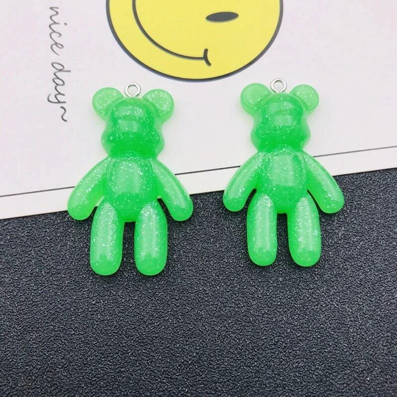 Neon Pink or Green Teddy Bear Charm